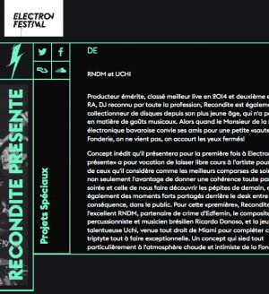 Recondite presente RNDM & Uchi at ELECTRON FESTIVAL – 13th EDITION